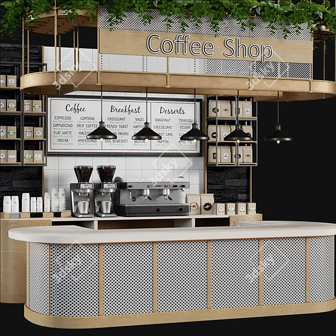 Modern Cafe Counter: Reception Desk 3D model image 3
