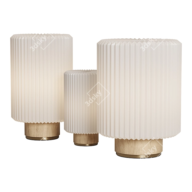 Elegant Oak Base Cylinder Lamp 3D model image 2