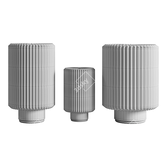 Elegant Oak Base Cylinder Lamp 3D model image 3