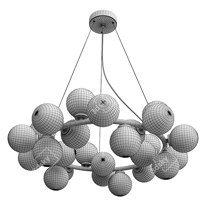 Elegant White Chandelier | 72cm Diameter 3D model image 3