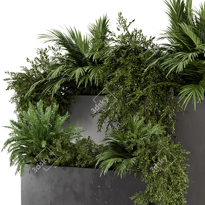 Rustic Concrete Pot with Outdoor Plants - Set 576 3D model image 4