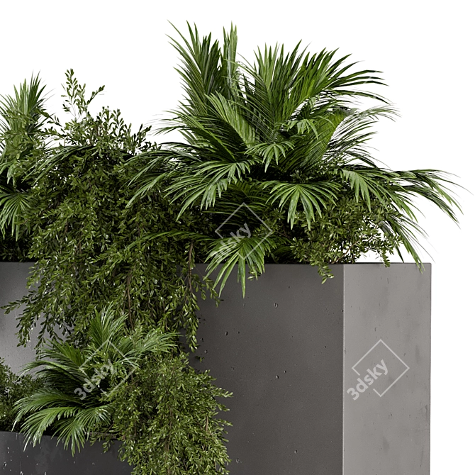 Rustic Concrete Pot with Outdoor Plants - Set 576 3D model image 5