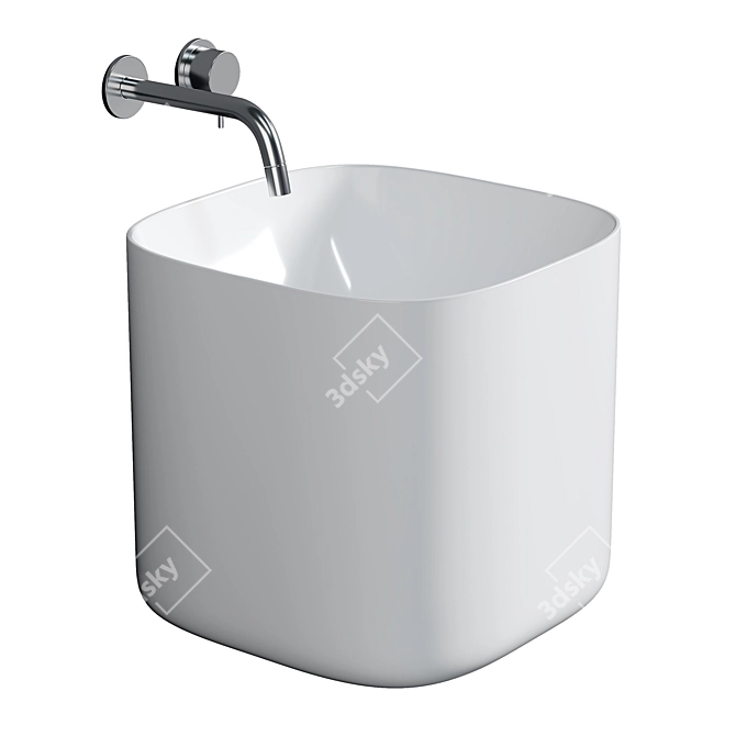 Elegant White Vessel Sink 3D model image 1