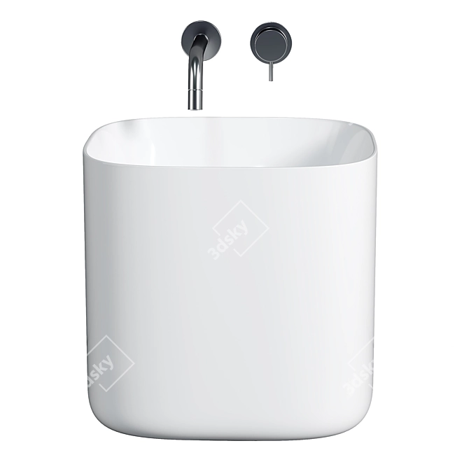 Elegant White Vessel Sink 3D model image 2