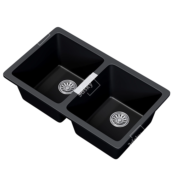 Rangemaster Paragon 2-Bowl Granite Sink 3D model image 1