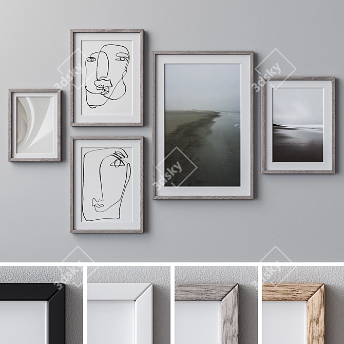 Wall Art Set: 1854 Paintings & Multiple Frame Colors 3D model image 1