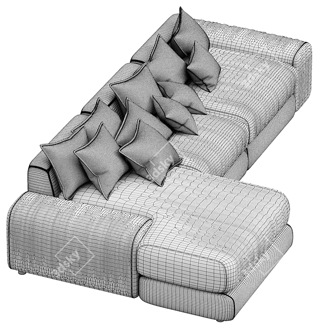 Wodge Modular Chaise: Versatile Comfort Solution 3D model image 5