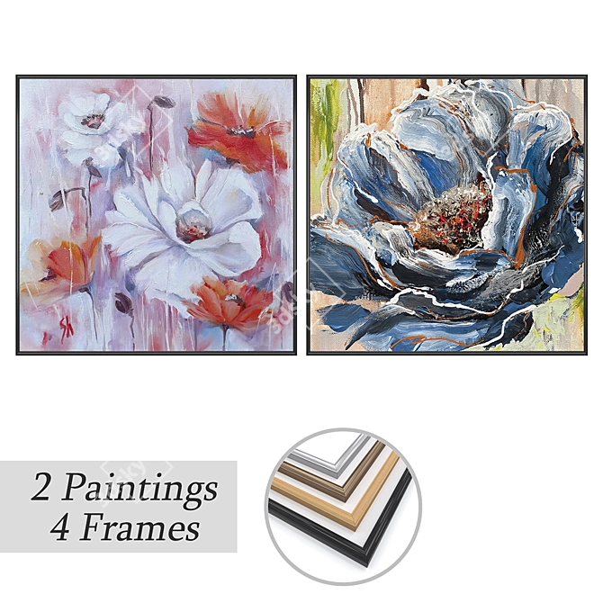 Artistic Duo: Paintings & Frames 3D model image 1