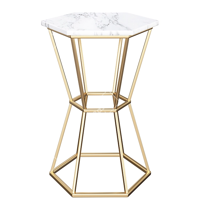 Hexagonal Marble Table - Elegant Home Décor 3D model image 1