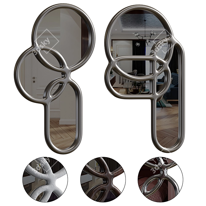 Multitude Mirror: Metal, Wood & Plaster 3D model image 1