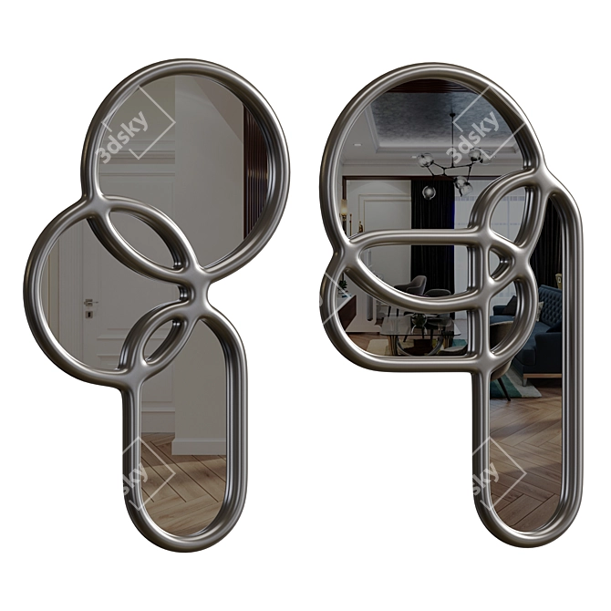 Multitude Mirror: Metal, Wood & Plaster 3D model image 8