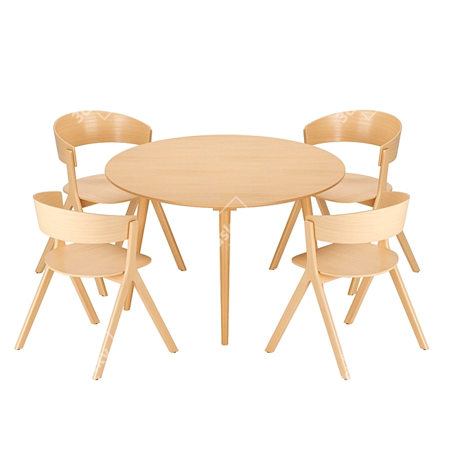 Circus Wood Dining Set 3D model image 1