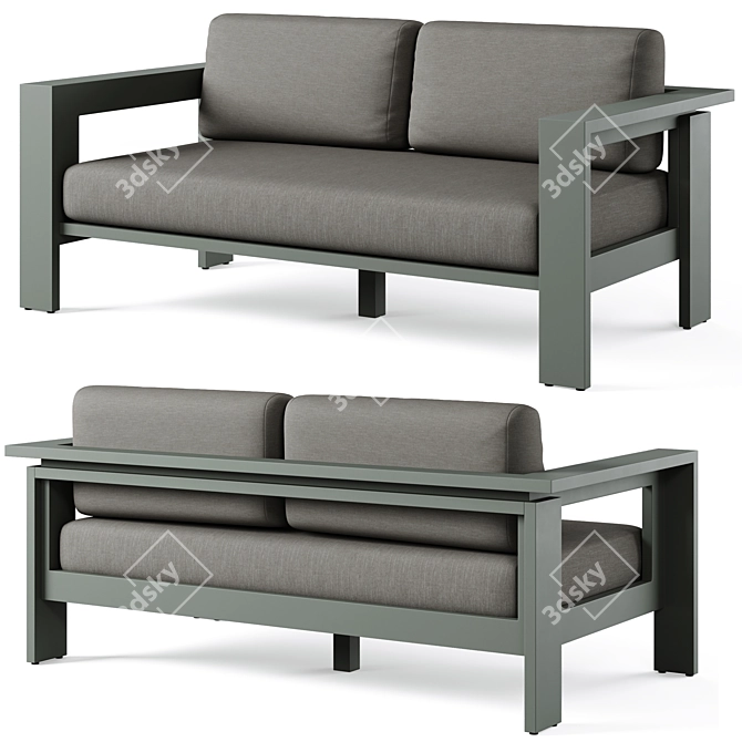 Walker Metal Outdoor Loveseat: Stylish and Durable Patio Seating 3D model image 1