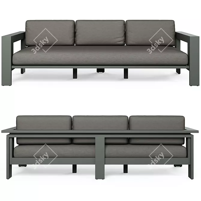 Metal Outdoor Sofa: Walker by Crate and Barrel 3D model image 2