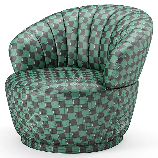 Luxurious Velvet Swivel Chair 3D model image 6