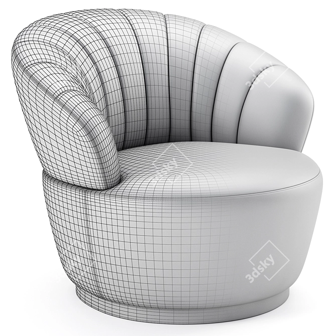 Luxurious Velvet Swivel Chair 3D model image 7