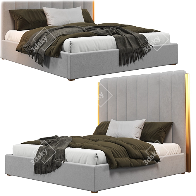Aeliana Tufted Upholstered Platform Bed 3D model image 2