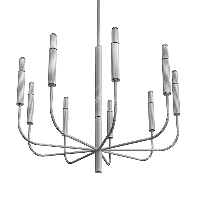 Elegant Brass Nine-Light Chandelier 3D model image 3