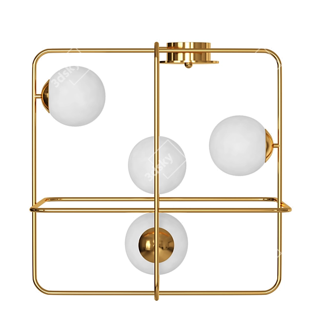 Sleek Brass Square Ball Pendant 3D model image 2