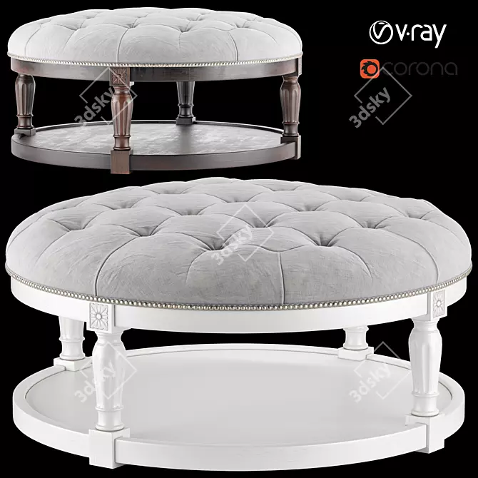 Cream Round Ottoman Coffee Table 3D model image 1