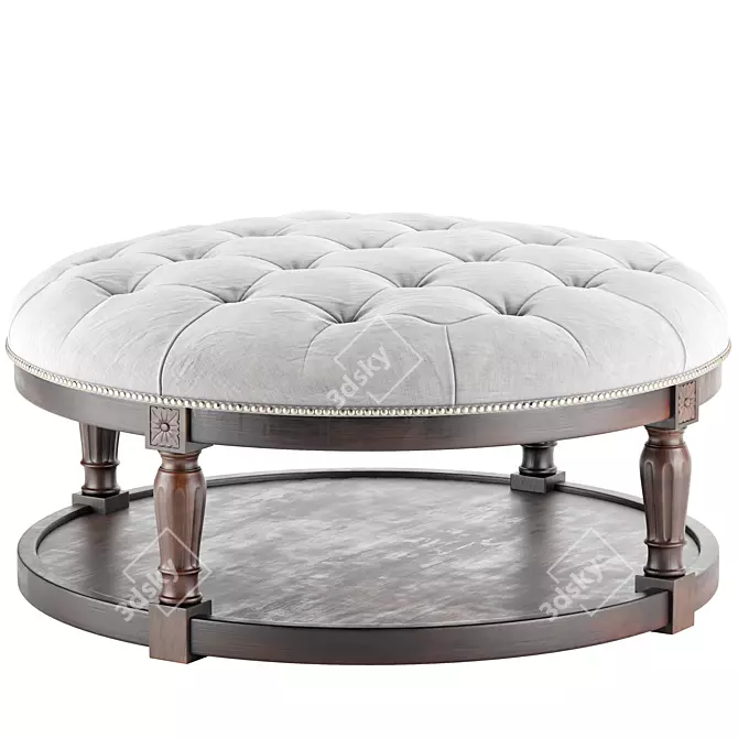 Cream Round Ottoman Coffee Table 3D model image 2