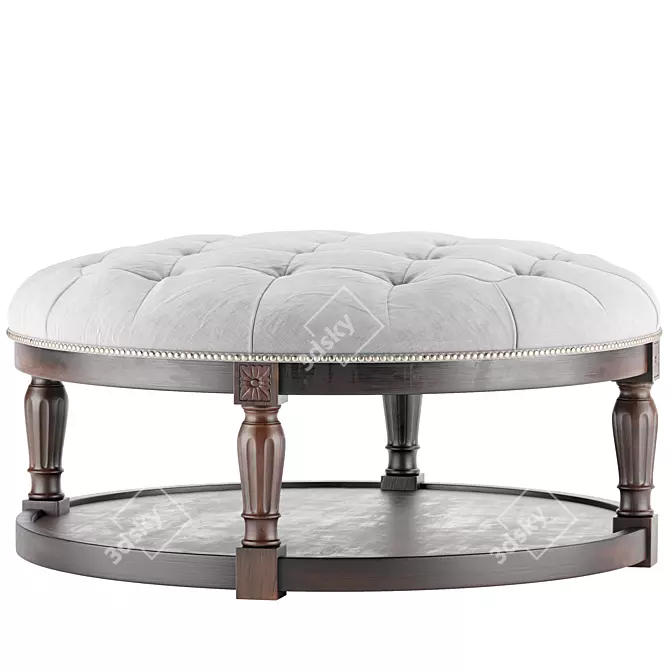 Cream Round Ottoman Coffee Table 3D model image 3