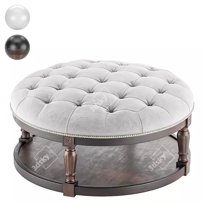 Cream Round Ottoman Coffee Table 3D model image 7