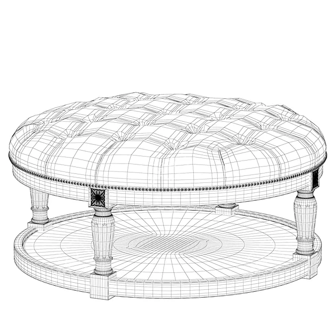 Cream Round Ottoman Coffee Table 3D model image 12
