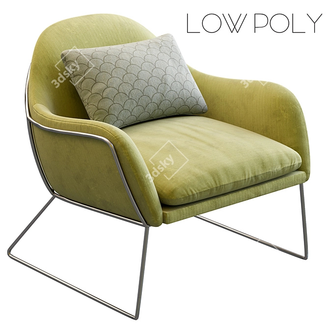 Sleek Low Poly Armchair Frame 3D model image 1