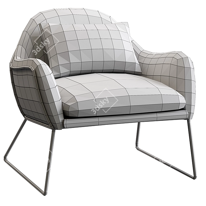 Sleek Low Poly Armchair Frame 3D model image 4