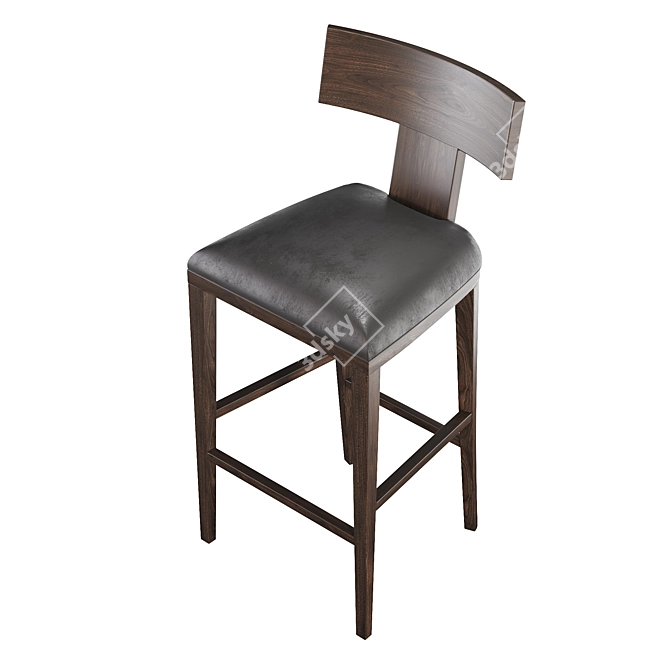 Modern Leather Counter Stool 3D model image 2