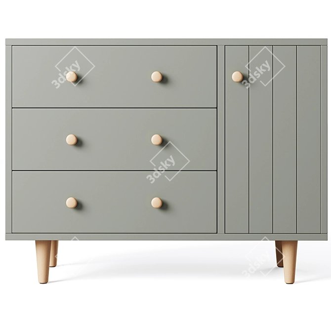 Finn Kids Wide Dresser: Chic and Spacious 3D model image 2