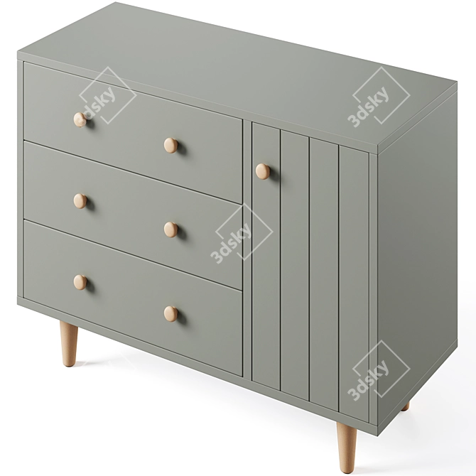 Finn Kids Wide Dresser: Chic and Spacious 3D model image 4