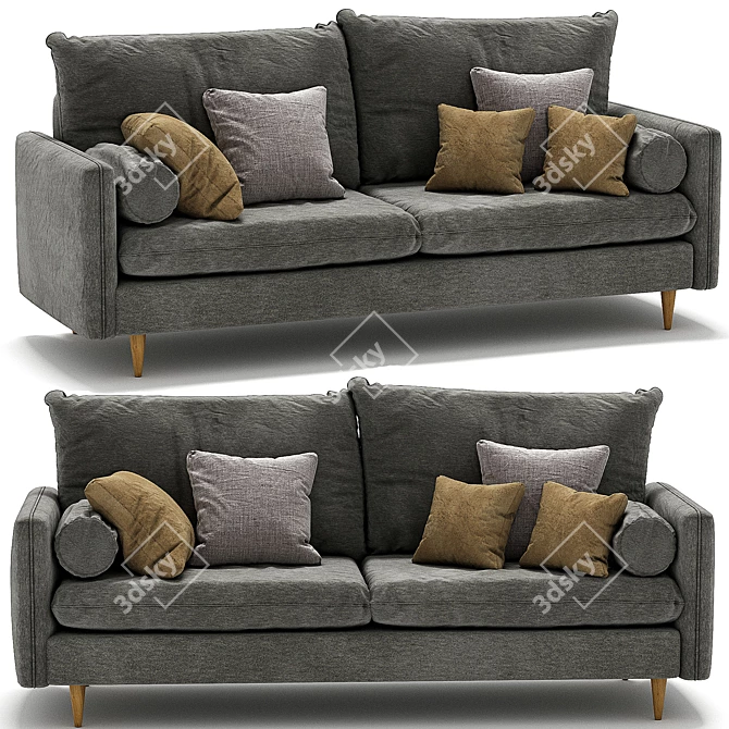 Modern Grey Slipson Sofa - 2017 Version 3D model image 1