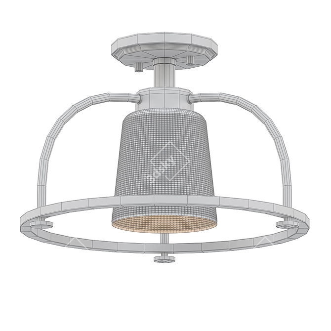 Vintage-inspired 2-Light Semi-Flush Pendant 3D model image 2