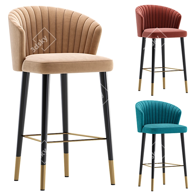 Karolina Bar Stool: Elegant Design, 3 Color Options 3D model image 1