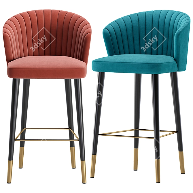 Karolina Bar Stool: Elegant Design, 3 Color Options 3D model image 2