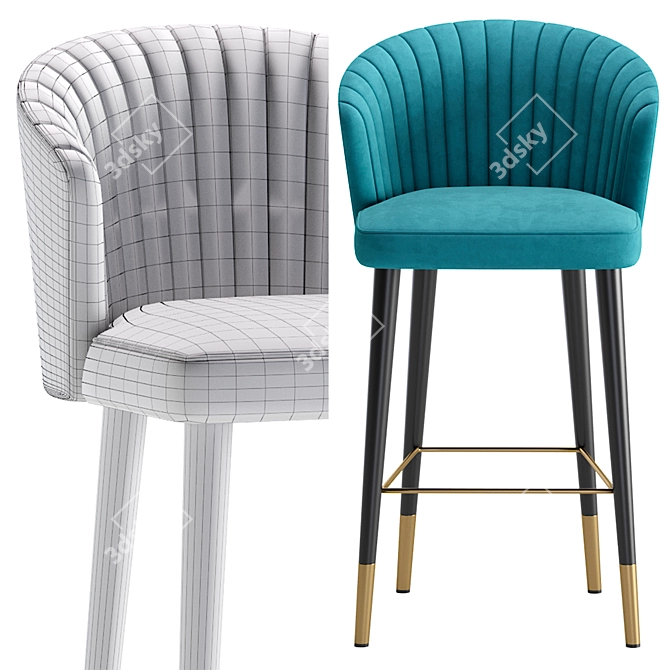 Karolina Bar Stool: Elegant Design, 3 Color Options 3D model image 4