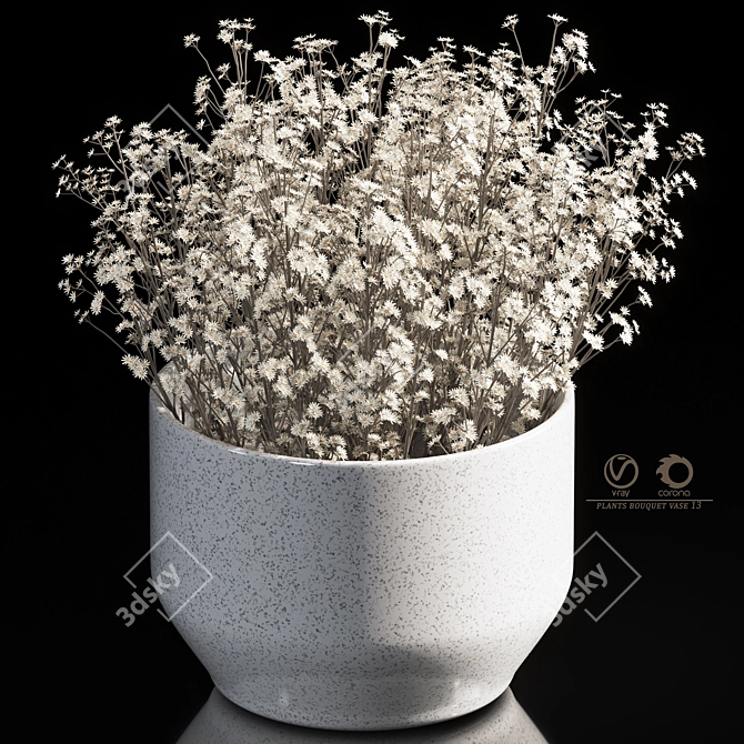 Elegant Plants Bouquet Vase 13 3D model image 2