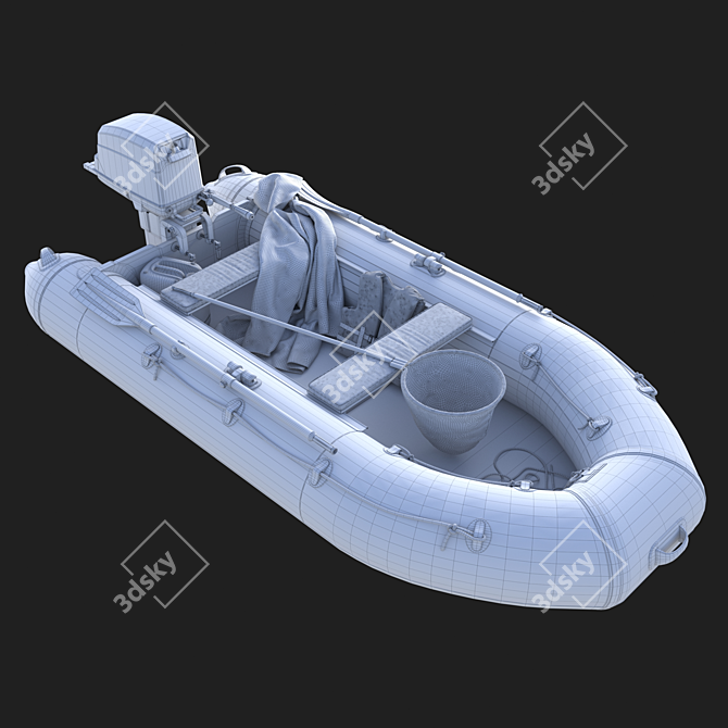 Motorized Inflatable Boat 3D model image 1