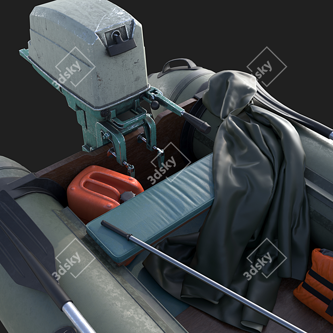 Motorized Inflatable Boat 3D model image 2