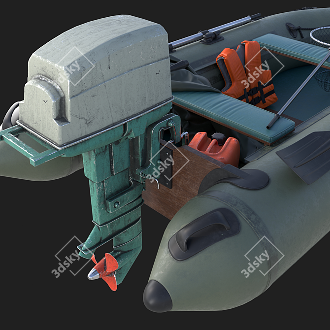 Motorized Inflatable Boat 3D model image 3