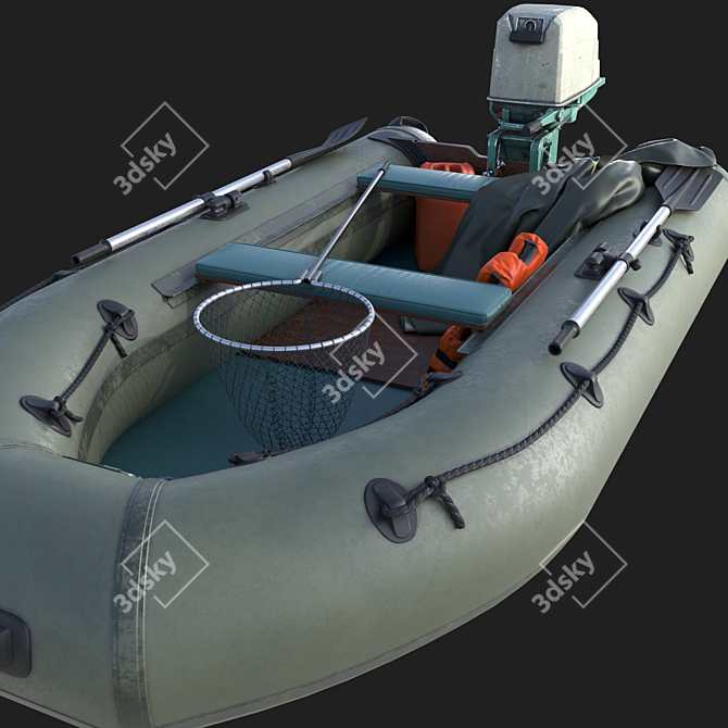 Motorized Inflatable Boat 3D model image 6