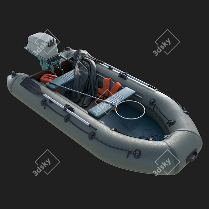 Motorized Inflatable Boat 3D model image 7