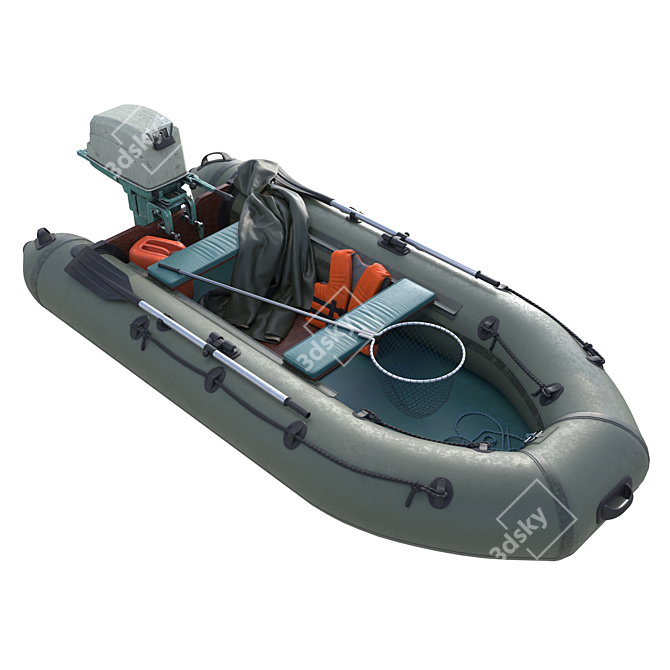 Motorized Inflatable Boat 3D model image 8