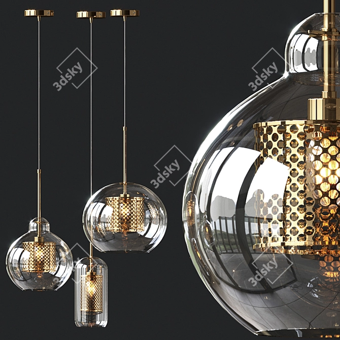 Industrial Glass Pendant Light by Lampatron 3D model image 2