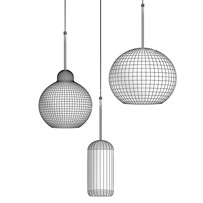 Industrial Glass Pendant Light by Lampatron 3D model image 3