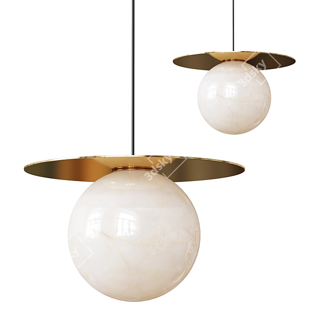 Elegant Marble Orb Chandelier 3D model image 1