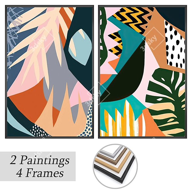 Elegant Art Set with Multiple Frames 3D model image 1