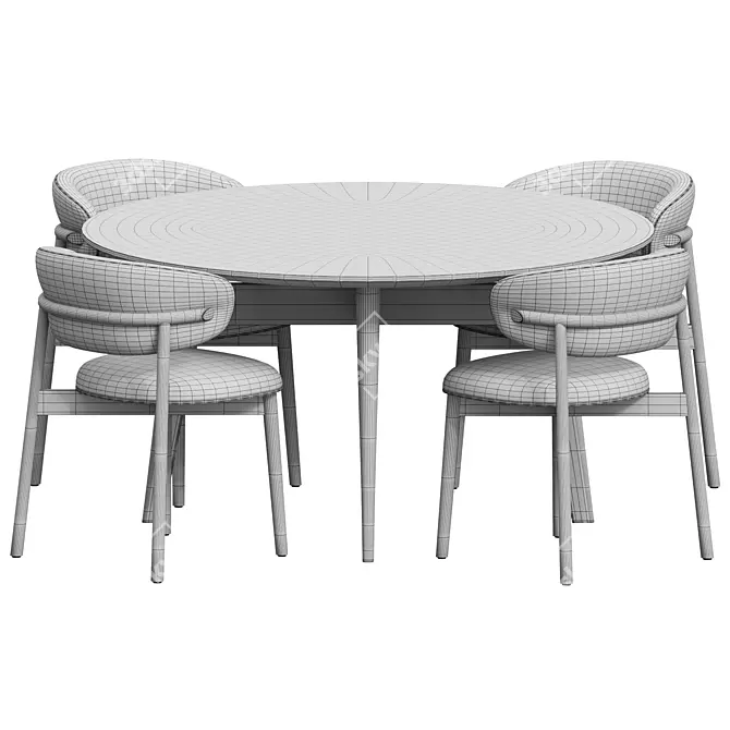 Modern Oleandro Chair with Table 3D model image 2